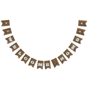 Barnwood Aqua-kundengerechte willkommene Wimpelkette