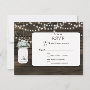 Barnwood Baby Atem Mason Glas Hochzeit RSVP