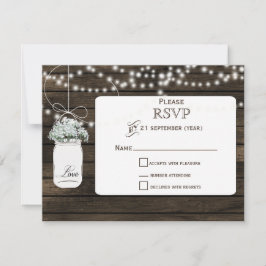 Barnwood Baby Atem Mason Glas Hochzeit RSVP Karte