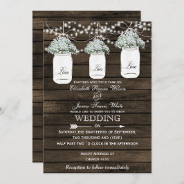 Barnwood Baby's Atem Mason Glas Hochzeit lädt ein Einladung