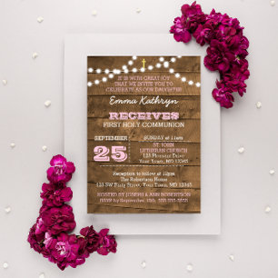 Barnwood beleuchtet Rosa-erste Einladung