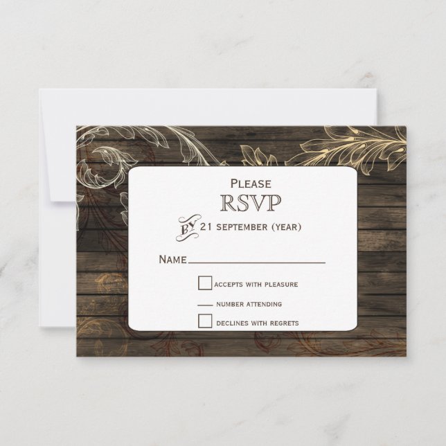 Barnwood blühte rustikale Hochzeit RSVP (Vorderseite)