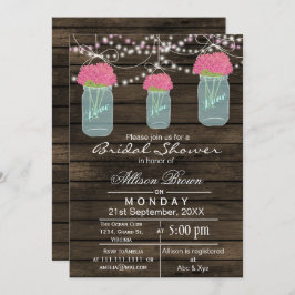 Barnwood-Blumenjar rustikales Brautparty Einladung