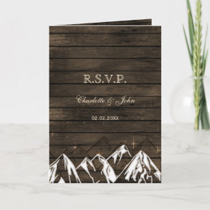 Barnwood Camping Rustic Mountains Wedding Rsvp Einladung