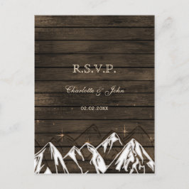 Barnwood Camping Rustic Mountains Wedding Rsvp Einladungspostkarte