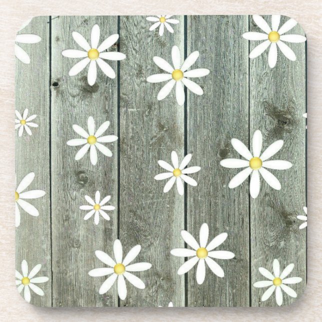 Barnwood Daisy Beverage Coaster Getränkeuntersetzer (Vorderseite)