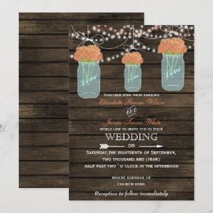 Barnwood, Korallenmason Glas Hochzeit Einladungen
