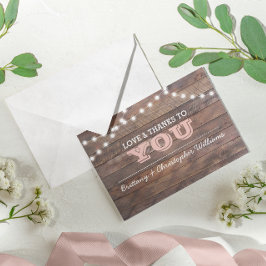 Barnwood Licht-rosa Hochzeit danken Ihnen zu Dankeskarte