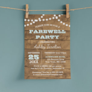 Barnwood Lights Aqua Farewell Party Einladung
