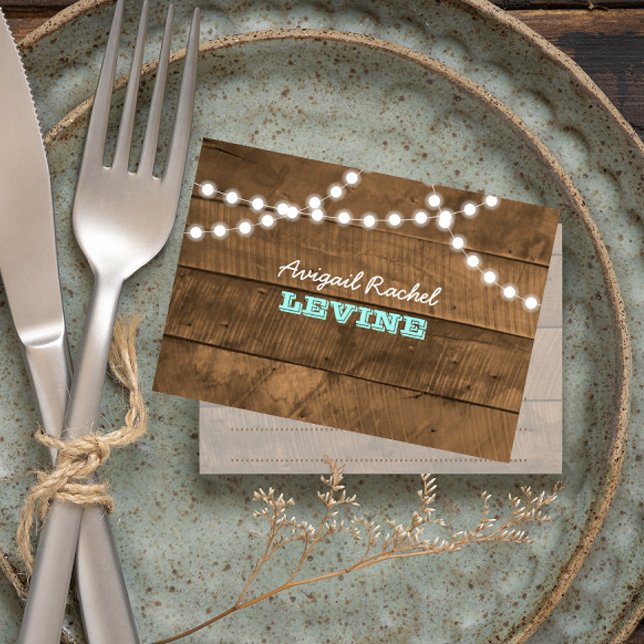 Barnwood Lights Aquamarin Bat Mitzvah Note Card Mitteilungskarte (Von Creator hochgeladen)