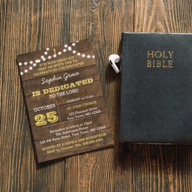 Barnwood Lights Gold Dedication Einladung (Von Creator hochgeladen)