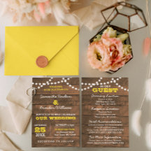 Barnwood Lights Gold Wedding Information Card