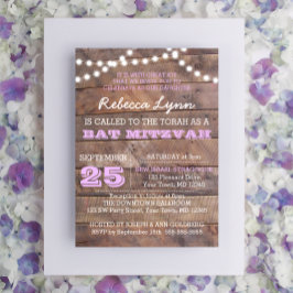 Barnwood Lights Lilac Bat Mitzvah Einladung