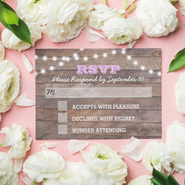 Barnwood Lights Lilac Bat Mitzvah RSVP Karte (Von Creator hochgeladen)