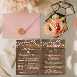 Barnwood Lights Pink Wedding Einladung