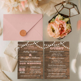 Barnwood Lights Pink Wedding Information Card Begleitkarte