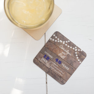 Barnwood Lights Saphire Personalisiertes Jubiläum Rechteckiger Pappuntersetzer