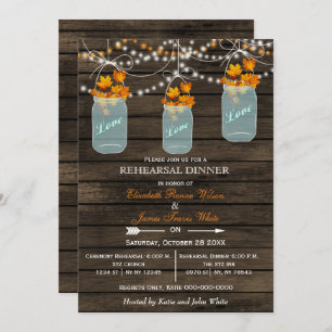 Barnwood, Mason Jar Herbst Probe Dinner lädt ein Einladung