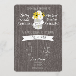 Barnwood + Mason Jar Wildblumen Hochzeit Einladung