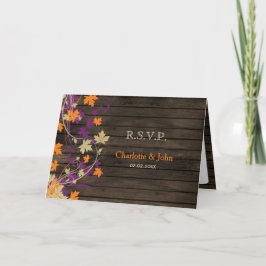 Barnwood Rustic Pflaume Herbstlaub Hochzeit RSVP Einladung
