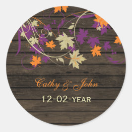 Barnwood Rustic Pflaume Hochzeit im Herbst bevorzu Runder Aufkleber