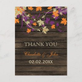 Barnwood Rustic Pflaume Hochzeit im Herbst Danke Postkarte