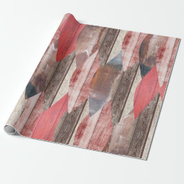 Barnwood Texture Red Leaf Pastell Muster Geschenkpapier