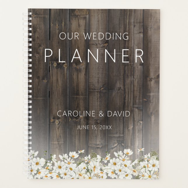 Barnwood und Daisies Rustikale Hochzeit Planer (Vorderseite)
