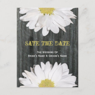 Barnwood und Gänseblümchen, die Save the Date
