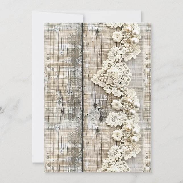 Barnwood und Spitzen Blank Save The Date (Vorderseite)