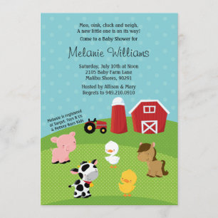 Barnyard Animal Baby Dusche Einladung