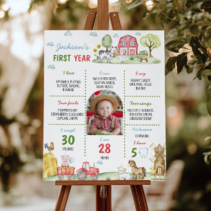 Barnyard Animal First Year Foto Meilenstein Poster