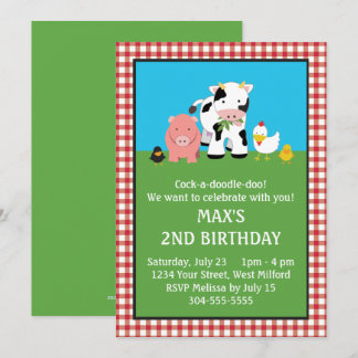 Barnyard Animal Friends Geburtstag Einladung