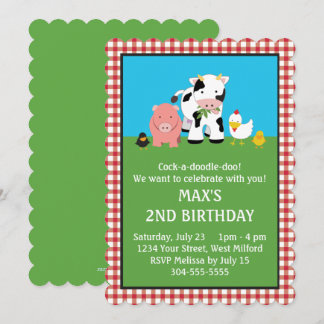 Barnyard Animal Friends Geburtstag Einladung