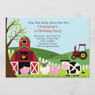 Barnyard Animal Fun Geburtstagspartei Einladung