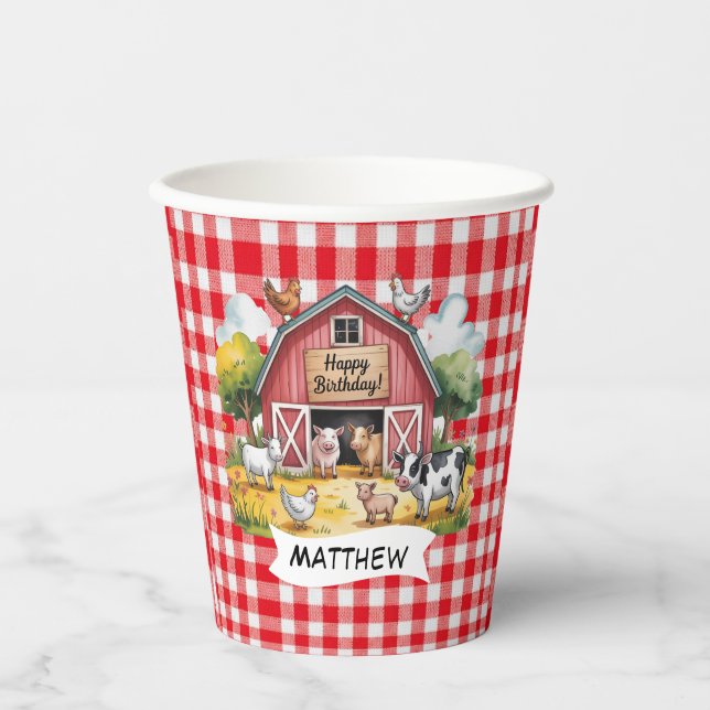 Barnyard Animals 1st. Birthday Party Pappbecher (Vorderseite)