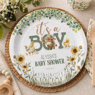 Barnyard Animals Baby Boy Baby Dusche Pappteller