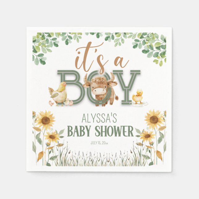 Barnyard Animals Baby Boy Baby Dusche Serviette (Vorderseite)