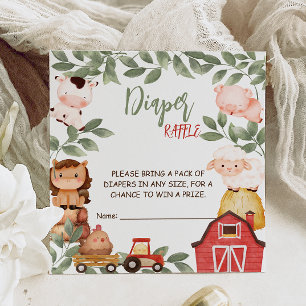 Barnyard Animals Watercolor Boho Diaper Tombola Begleitkarte