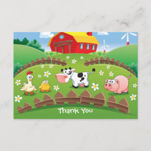 Barnyard-Bauernhof-Geburtstag danken Ihnen zu Dankeskarte
