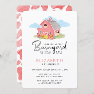 Barnyard Birthday Bash Wasserfarbenfarm Einladung