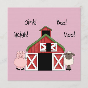 Barnyard Birthday - Farm-Thema Mädchen Einladung