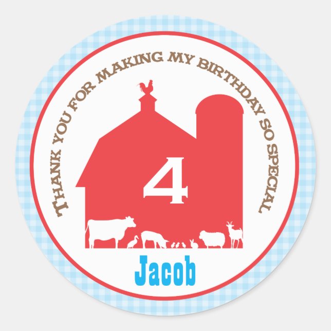 Barnyard Birthday Favor Sticker (Vorderseite)