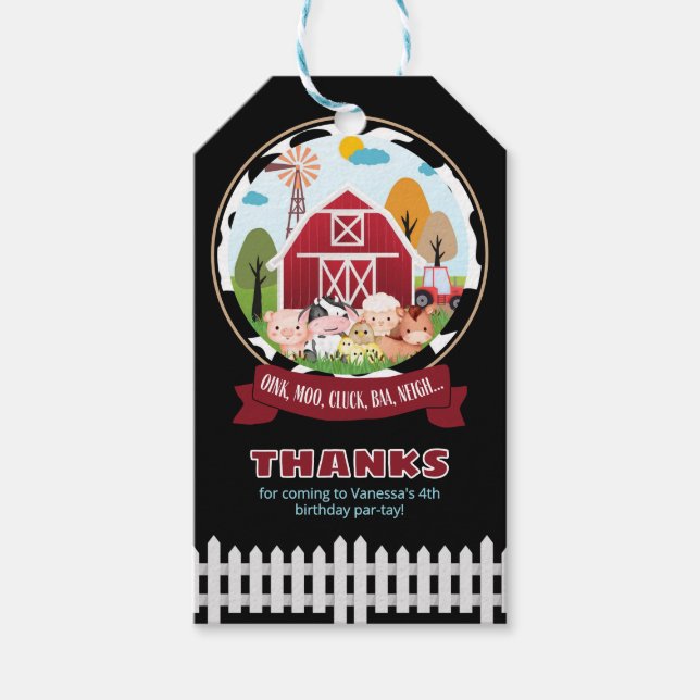 Barnyard Birthday Favor Tags Geschenkanhänger (Vorderseite)