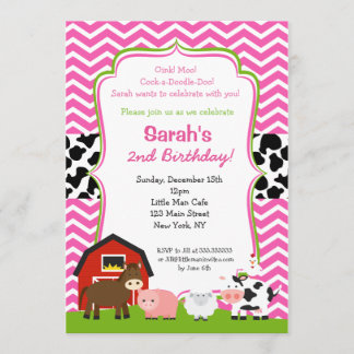 Barnyard Birthday Party Einladungen für Mädchen