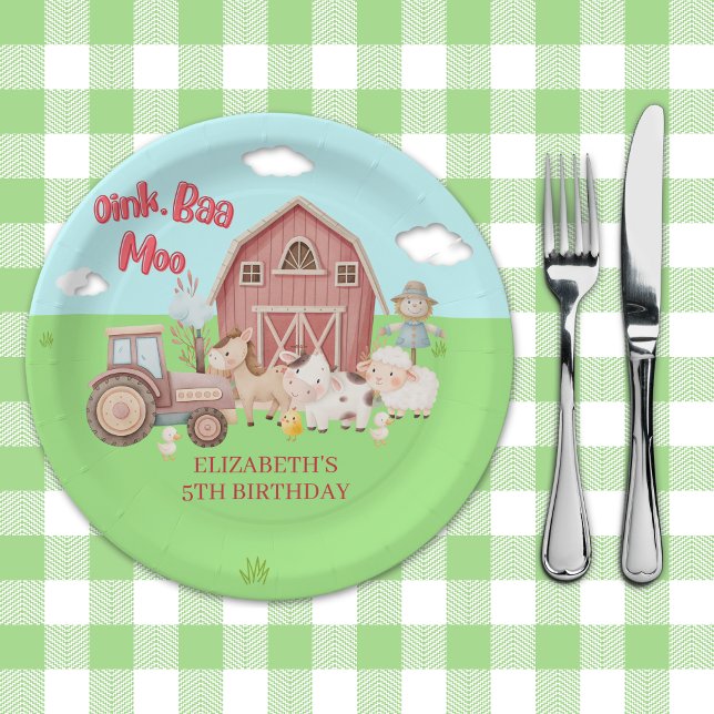 Barnyard Birthday Party – Girl’s Farm Animals Pappteller (Von Creator hochgeladen)