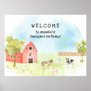 Barnyard Birthday Party Kinderwillkommenzeichen Poster