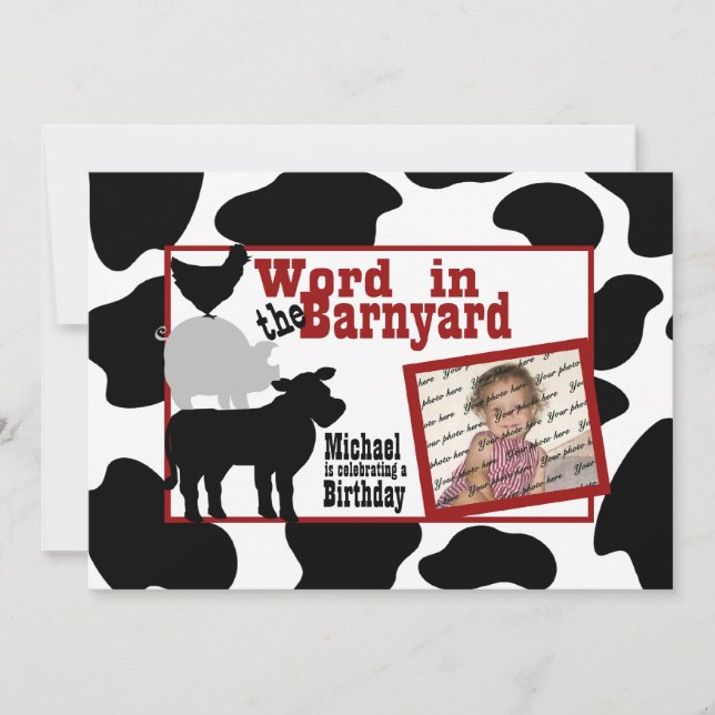 Barnyard Birthday Party mit Foto Einladung (Vorderseite)