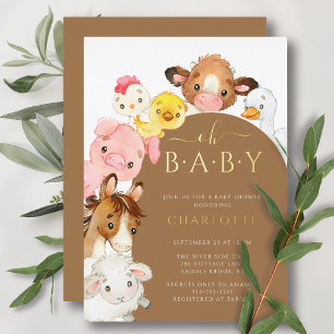 Barnyard Buddies Baby Shower Folieneinladung