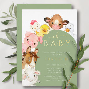 Barnyard Buddies Babyparty Folieneinladung